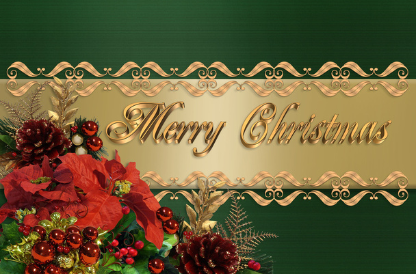 Рождественский бордюр зеленый и золотой сатин
 - Фото, изображение
