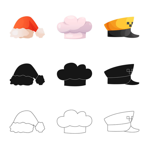 Vector design of headgear and cap logo. Collection of headgear and accessory stock vector illustration. - Vektor, kép