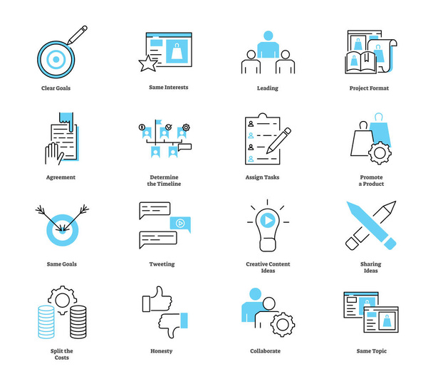 Co collaborate marketing icon collection. Vector illustration with symbols. - Vector, Image