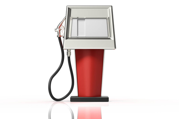 Προβολή 3D rendering μπροστά από ένα κόκκινο αεροζόλ αντλίες βενζίνης ρετρό απομονώνονται σε λευκό φόντο με διαδρομές αποκοπής. - Φωτογραφία, εικόνα