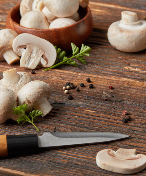 Farm mushrooms on wood - Photo, Image