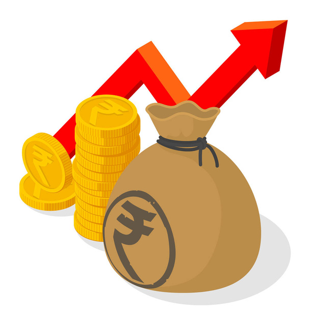Indická rupie investice a úspory - Vektor, obrázek