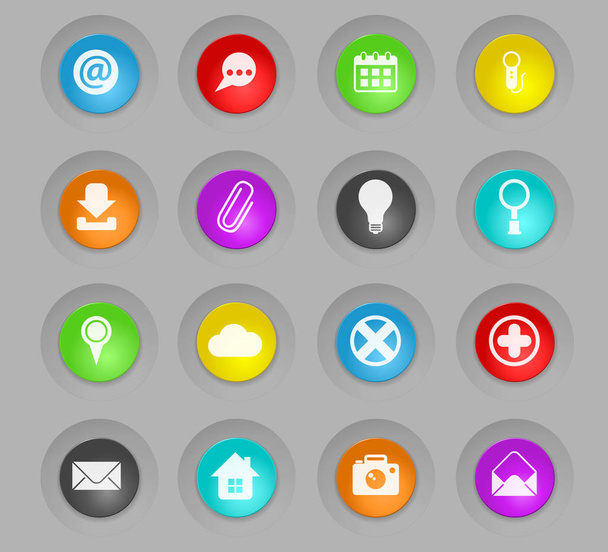 Kullanıcı arabirimi plastik yuvarlak düğmeleri Icon set renkli - Vektör, Görsel
