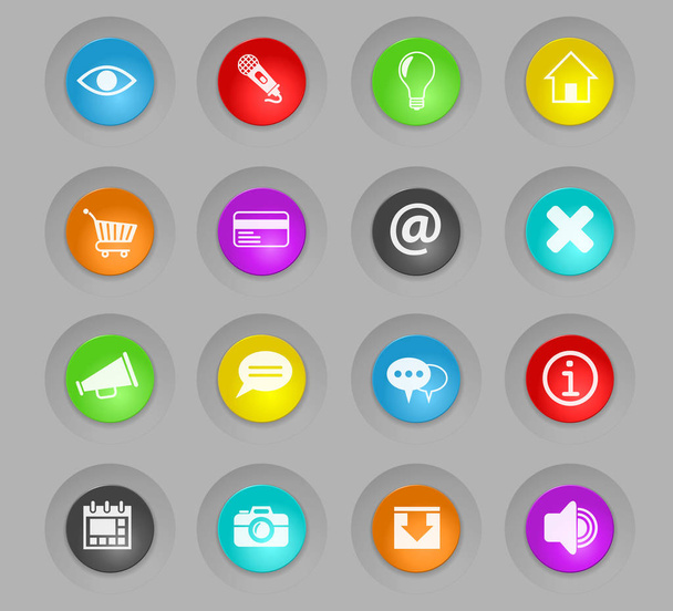 user interface colored plastic round buttons icon set - Вектор, зображення