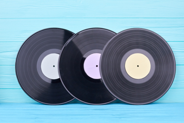 Set of black vinyl records. - Photo, Image