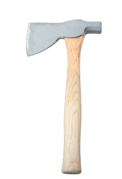Generic steel axe on wooden handle. Angled. Isolated on white. - Photo, Image