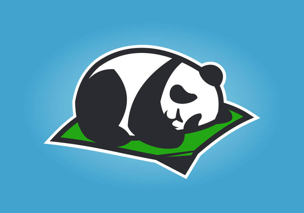 Lindo personaje de dibujos animados panda durmiendo en una estera
 - Vector, imagen