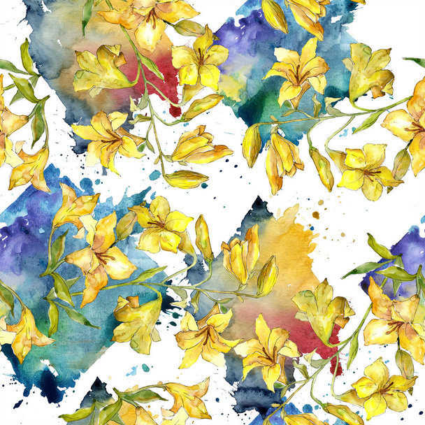 ケシの花の水彩画のカラフルな花束。花植物の花。シームレスな背景パターン。壁紙印刷手触りの生地。背景、テクスチャ、ラッパー パターン aquarelle ワイルドフラワー. - 写真・画像