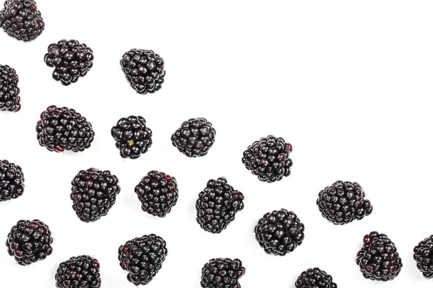 Fresh blackberry isolated on white background with copy space for your text. Top view. Flat lay pattern - Fotografie, Obrázek