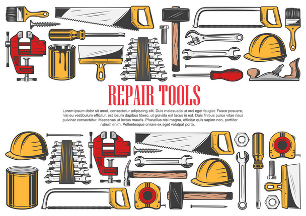Инструменты и оборудование для ремонта
 - Вектор,изображение