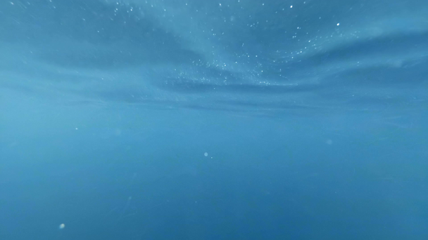 Zeitlupe Unterwasseraufnahmen von Luftblasen und Sand, der im Meer schwimmt - Filmmaterial, Video