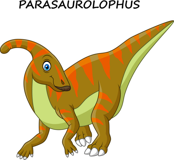 Векторная иллюстрация паразауролофа мультфильма на белом фоне
 - Вектор,изображение