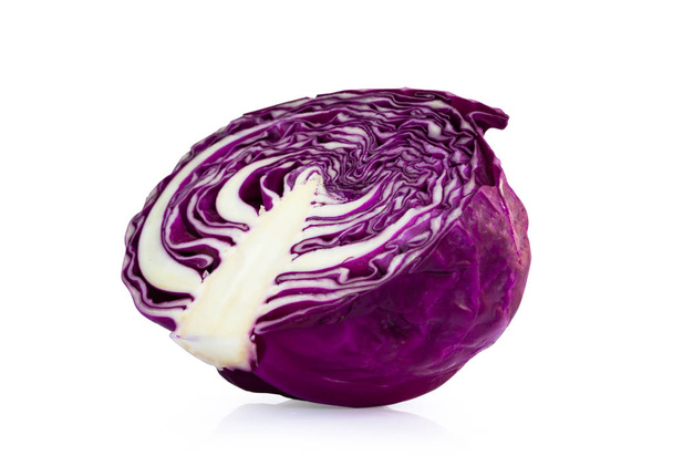Close up red cabbages slice isolated on white background - Photo, Image