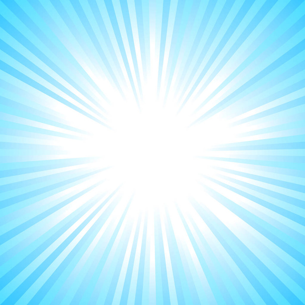 Licht blauw abstract zon barsten achtergrond - gradiënt zonlicht vectorafbeelding - Vector, afbeelding