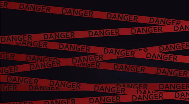 Danger tape in dark background. vector illustration - Διάνυσμα, εικόνα