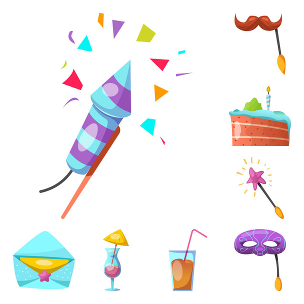 Vector illustration of party and birthday icon. Collection of party and celebration stock symbol for web. - Vektori, kuva