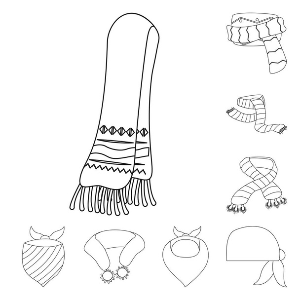 Isolated object of scarf and shawl symbol. Set of scarf and accessory stock symbol for web. - ベクター画像