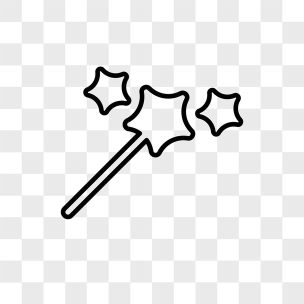 魔法の杖ベクトルのアイコンが透明な背景、魔法の杖のロゴデザインに分離 - ベクター画像