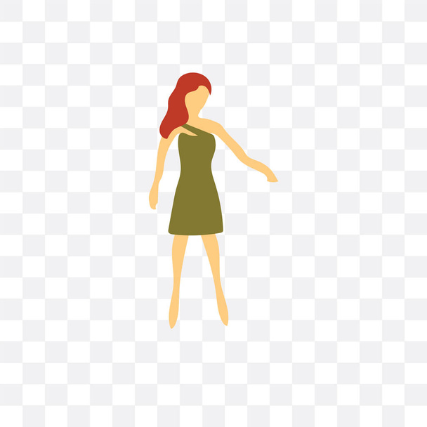 Standing girl vector icon isolated on transparent background, St - Vektor, obrázek