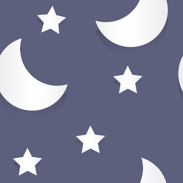 moon and stars paper seamless vector pattern - Вектор,изображение