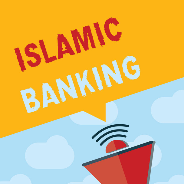 Текстовий знак із зображенням ісламського банкінгу. Концептуальна система фотобанківської системи заснована на принципах ісламського права - Фото, зображення