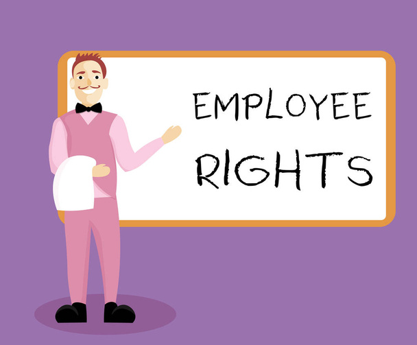 A munkavállalói jogokat bemutató feljegyzés. Üzleti fotó bemutatása Minden alkalmazottnak alapvető jogai vannak a saját munkahelyén - Fotó, kép
