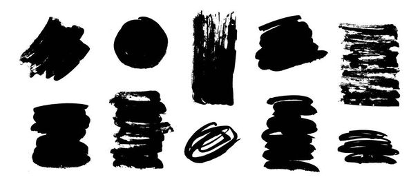Painted grunge shapes. Black ink brush strokes. Handmade scribble dirty texture. I - Vector, Image