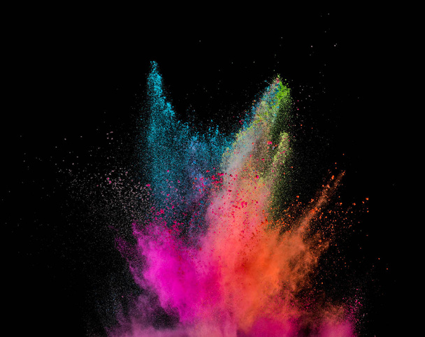 Colored powder explosion on black background. - 写真・画像