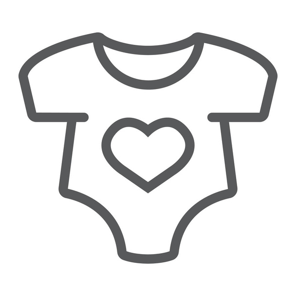 Baby Strampler Linie Symbol, Neugeborenes und Kleidung, Baby Anzug Zeichen, Vektorgrafik, ein lineares Muster auf weißem Hintergrund. - Vektor, Bild