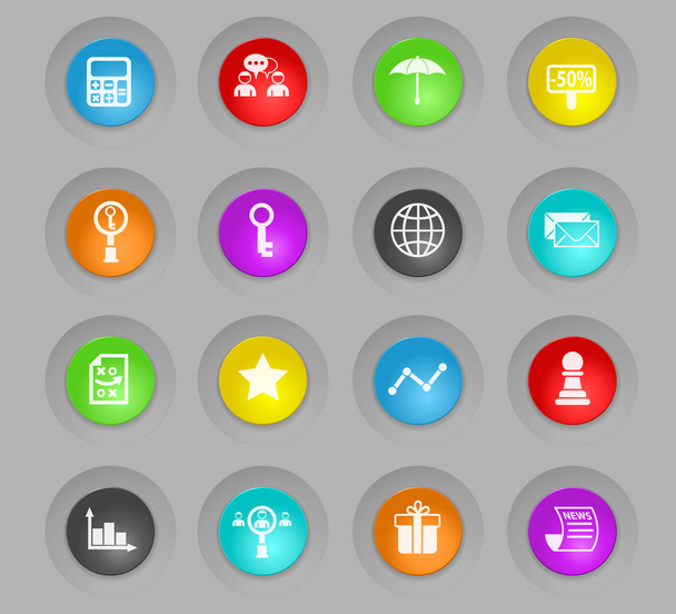 comercialización de color de plástico botones redondos icono conjunto
 - Vector, imagen