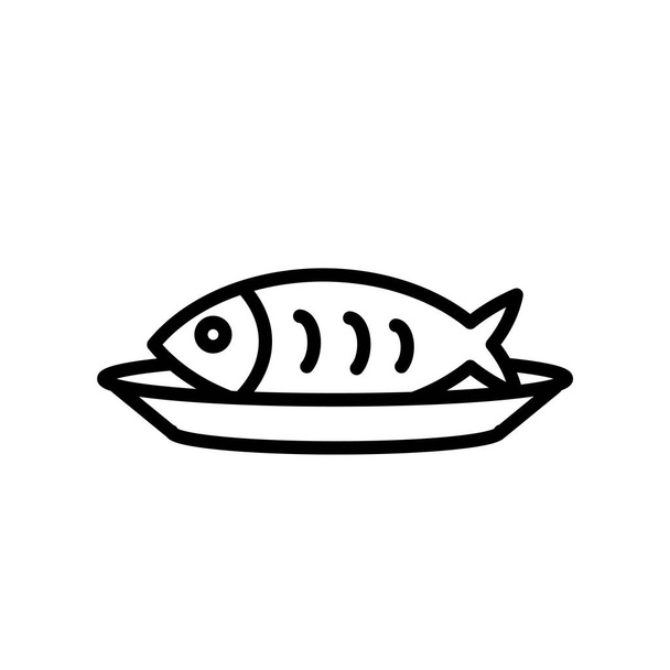 Fish icon vector isolated on white background, Fish sign , line  - Vector, Imagen