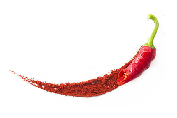 Hot red chili or chilli pepper isolated on white background - Photo, Image