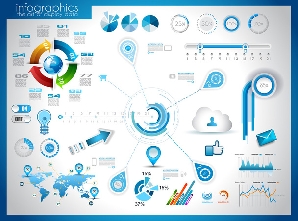Infographic elements - set of paper tags, - Vecteur, image