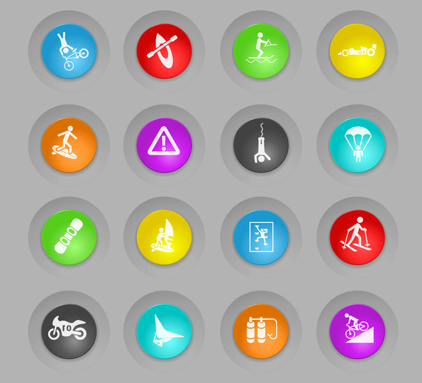 extrema deporte de color de plástico botones redondos icono conjunto
 - Vector, Imagen