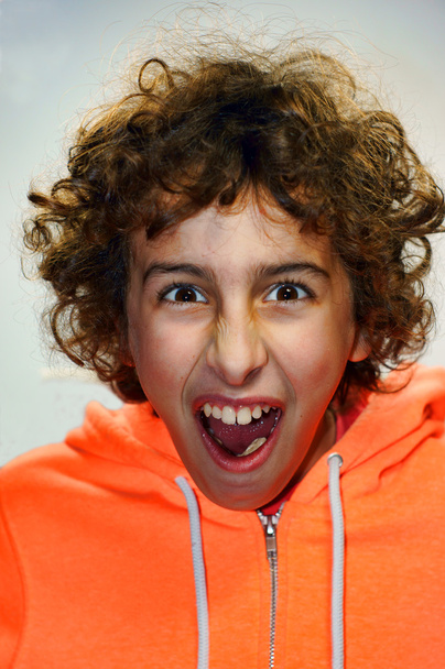 A boy with a open mouth yelling - Photo, Image