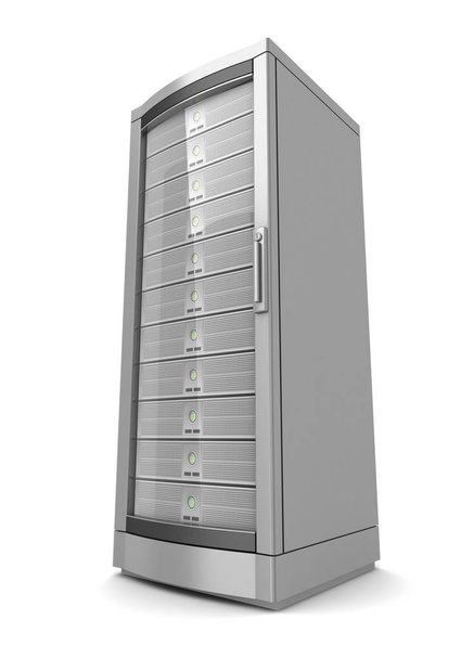 Netzwerk-Workstation-Server 3D-Abbildung isoliert auf weißem Hintergrund - Foto, Bild