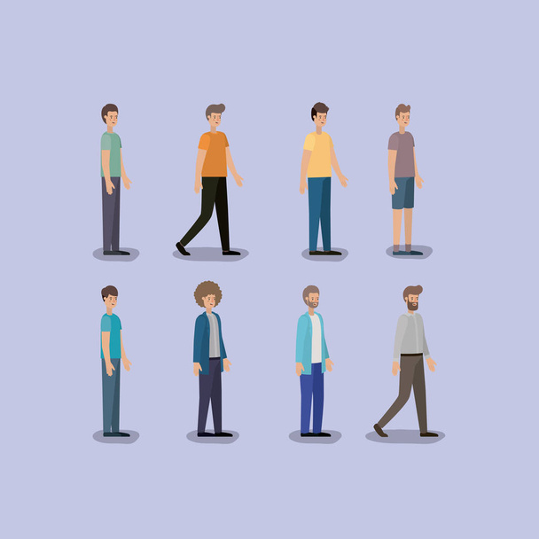 gruppo di uomini personaggi a piedi
 - Vettoriali, immagini