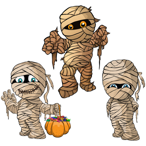 Illustrazione isolata vettoriale di una mummia set per Halloween
 - Vettoriali, immagini