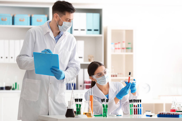 Scientists working in laboratory - Фото, зображення