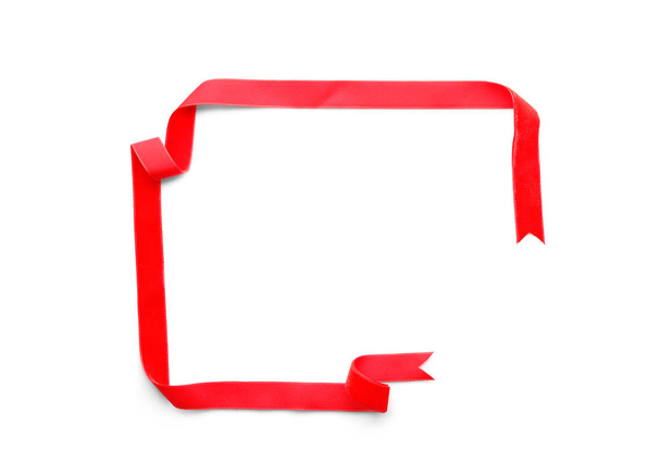 Red ribbon on white background - Photo, Image