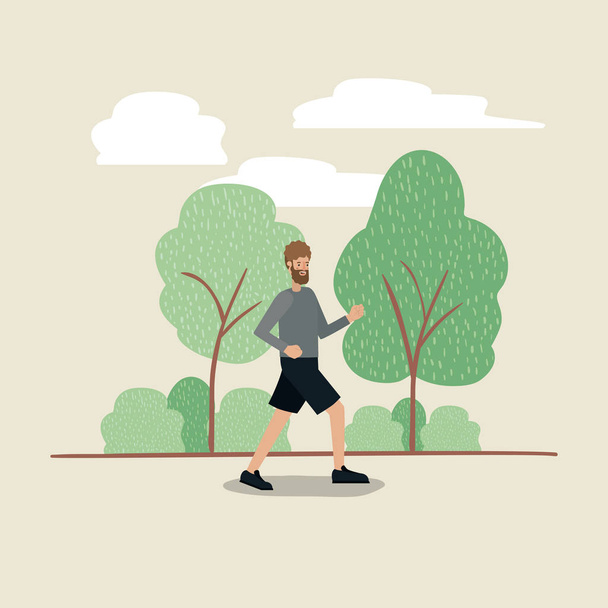 young man walking on the park - Vector, Image