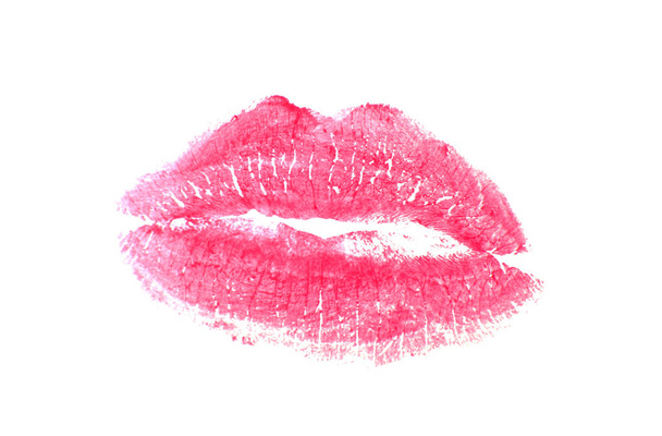 Поцілунок помади на білому тлі
 - Фото, зображення