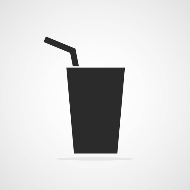 Plastic cup icon. Vector illustration. Black paper cup with water straw. - Vector, Image
