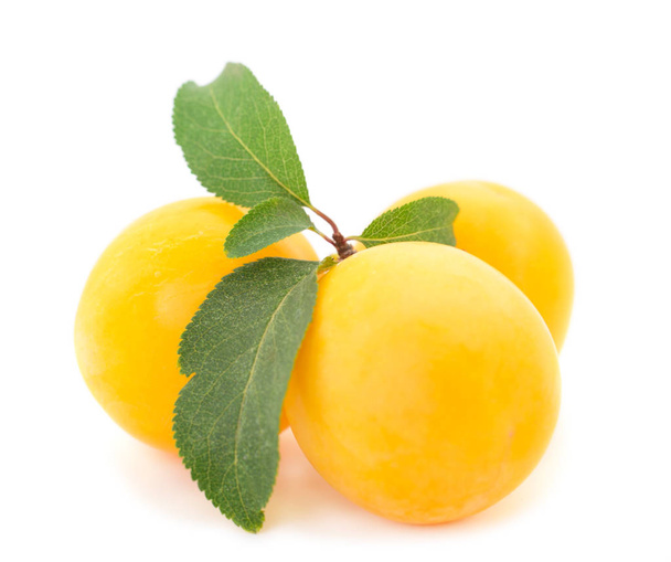 Sweet yellow plum isolated on white background. - Fotografie, Obrázek