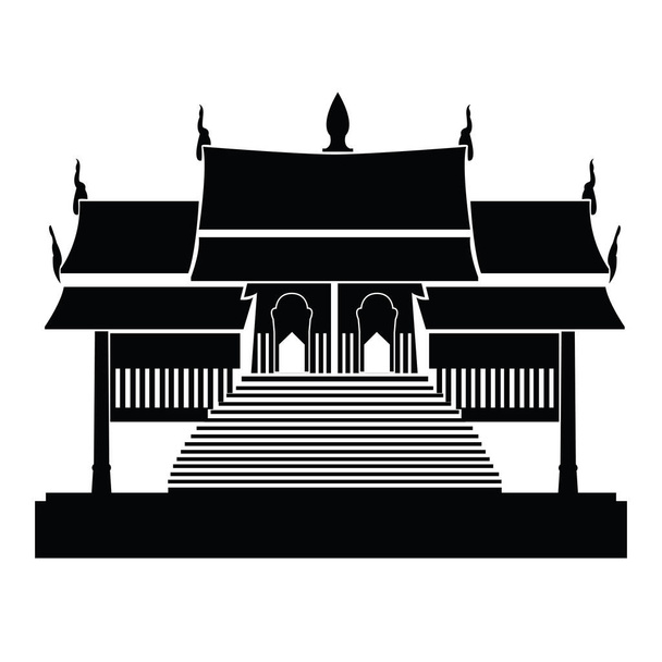 Pagoda ve Tapınağı siluet siyah simgesi - Vektör, Görsel