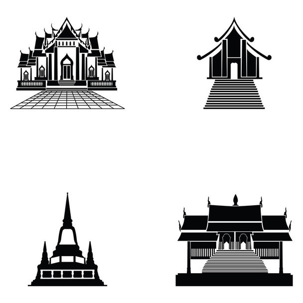Pagode und Tempelsilhouette schwarze Ikone - Vektor, Bild
