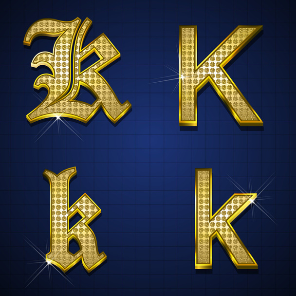 Luxurious gold diamonds alphabets - Vector, Image