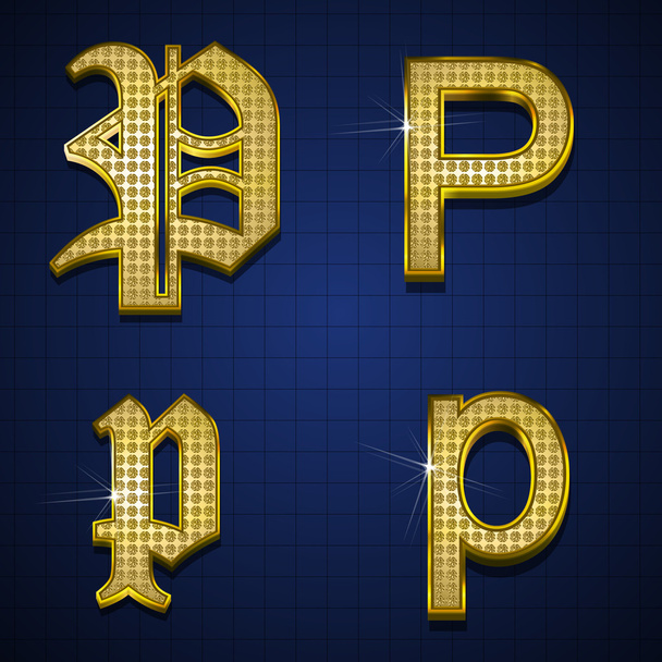 Luxueux alphabets de diamants en or
 - Vecteur, image