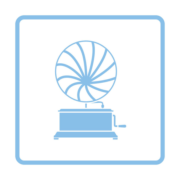 Gramophone icon. Blue frame design. Vector illustration. - Vector, Image