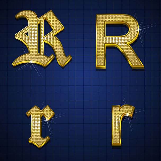 luxuriöse Gold-Diamanten-Alphabete - Vektor, Bild